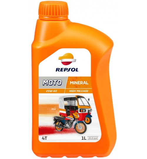 REPSOL MOTO HIGH MILEAGE 4T 25W60, 1л